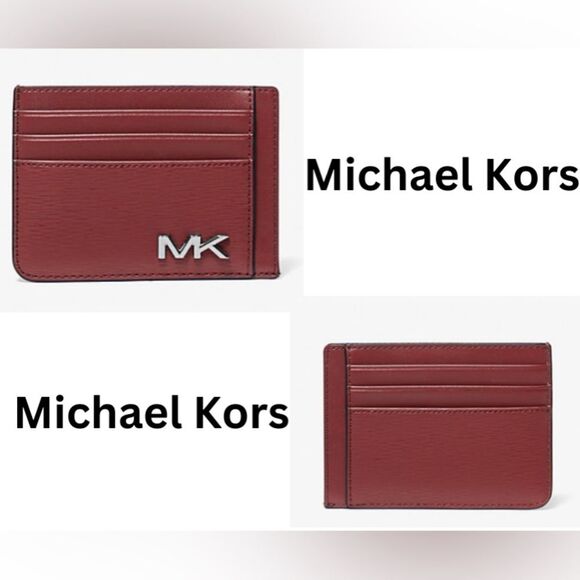 Michael Kors NWT Cooper Slim Wallet Dark Cherry with Silver Logo MSRP $88 - Picture 4 of 4